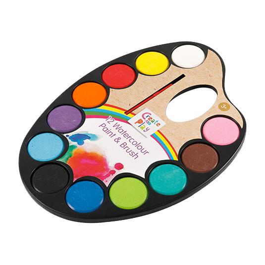 Set Cat Cat Air Pepejal Kuali Bujur 12 Warna untuk Pelajar