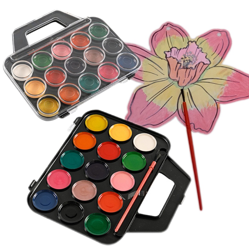 Set Cat Air Separuh Kering 15 Warna untuk Pelajar Seni